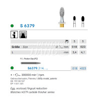 S Diamond bur FG (Egg, occlusal/lingual reduction) #S6379-023