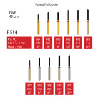 Gold Diamond Burs (Fine) #884, 885, 886, 877, 878, 879