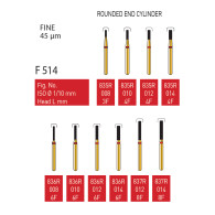 Gold Diamond Burs (Fine) #835R, 836R, 837R