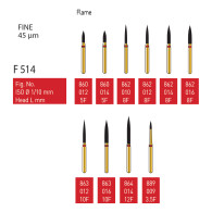 Gold Diamond Burs (Fine) #860, 862, 863, 864, 889