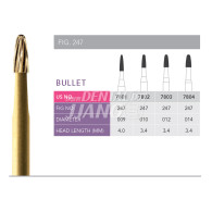 Gold Finishing Burs FG (Bullet) #7801-009